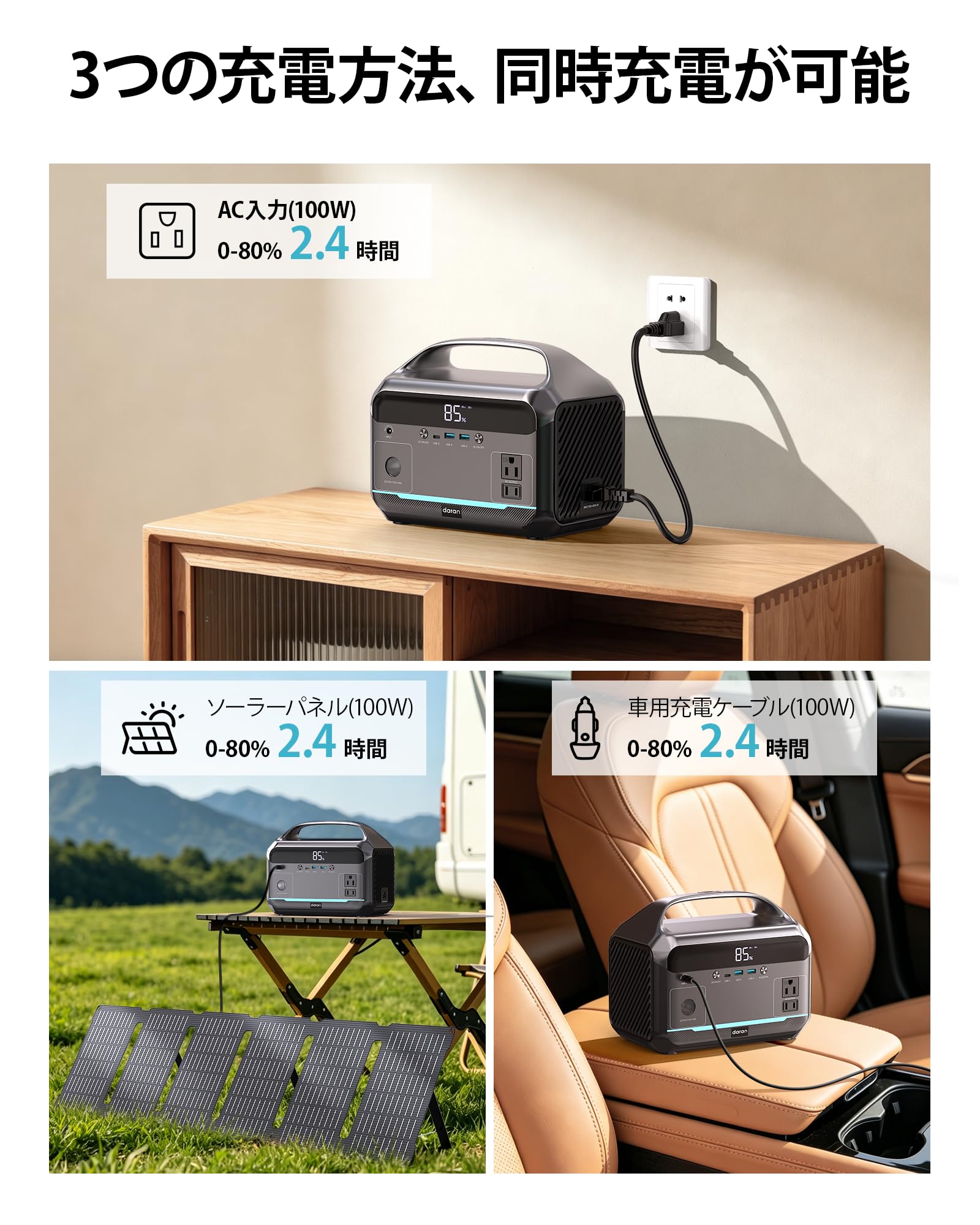 Amazon.co.jp: Daran ポータブル電源 350W / 288Wh バッグ付き ポタ電